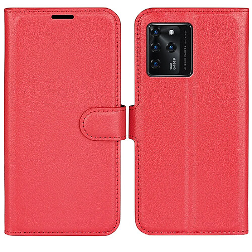 Etui en PU texture litchi avec support, rouge pour votre ZTE Blade V30