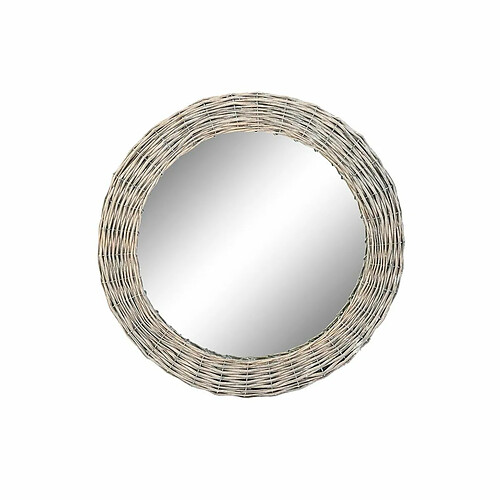 Miroir mural DKD Home Decor Verre Gris osier Cottage (63 x 5 x 63 cm)