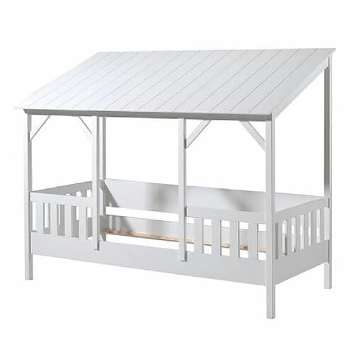 Vipack MALIA Lit cabane 90x200cm avec toit blanc