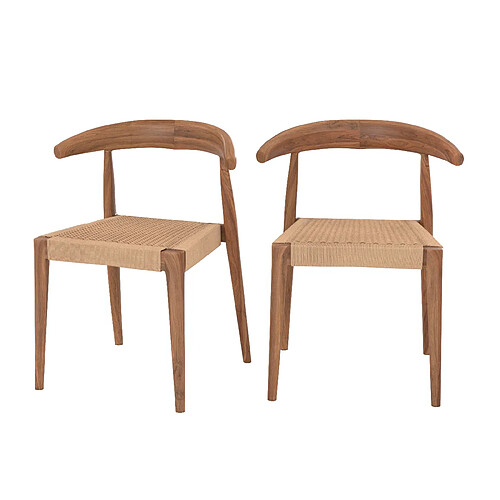 Rendez Vous Deco Chaise Alia en bois de teck et cordage type loom (lot de 2)