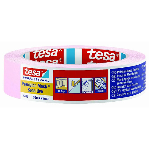 Ruban rose 50m x 25mm masquage de précision supports délicats TESA - 04333-00018-02