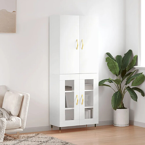 vidaXL Buffet haut Blanc 69,5x34x180 cm Bois d'ingénierie