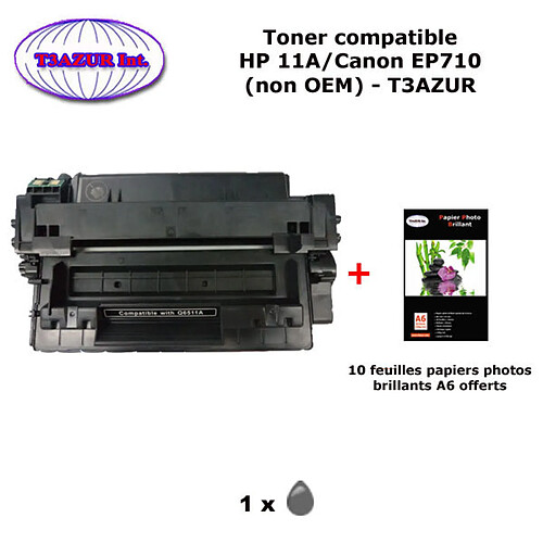 Toner générique Canon EP710 pour imprimante Canon i-Sensys LBP3460, LBP3460, EP-710 + 10f papiers photos A6 -T3AZUR