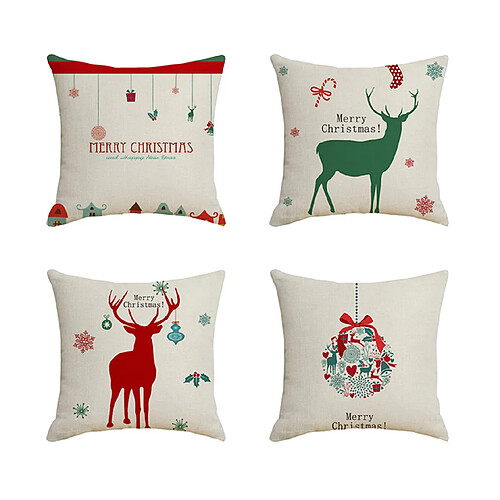 P51 4PCS 45 * 45cm Christmas De Noël Lettres Modèle Taie d'oreiller Taie d'oreiller Tampon Coussin Coussin Coussin House Meuble Décoration