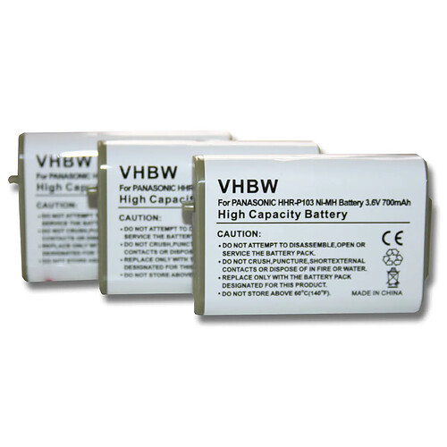 Vhbw 3 batteries 700mAh pour téléphone fixe sans fil AT&T 249, 102, 103, 249, EP590-2, EP5962 BASE, EP-5962 HANDSET, 80-5808-00-00,