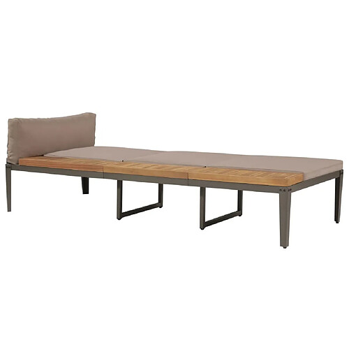 Maison Chic Chaise longue avec coussins, Transats, Bain de Soleil Bois d'acacia solide Marron