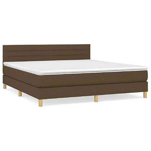 Maison Chic Lit adulte- Lit + matelas,Sommier à lattes de lit avec matelas Marron foncé 180x200 cm -GKD60215