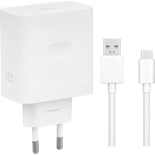 Chargeur Oppo SuperVOOC 33W + Câble USB-C - Officiel