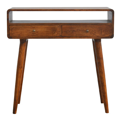 Artisan Furniture Table console courbée en bois massif noyer avec fente ouverte, affichage moderne pour l'entrée