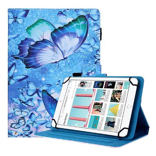 Etui en PU Impression de motifs Universel Antichoc papillon bleu pour votre Tablet 7 pouces