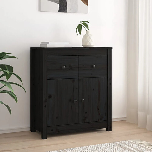 vidaXL Buffet noir 70x35x80 cm bois massif de pin