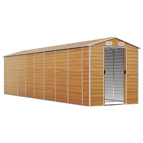 Helloshop26 Abri de jardin cabane cabanon maison de stockage remise extérieur hangar outils robuste clair 191 x 725 x 198 cm acier galvanisé marron 02_0022295