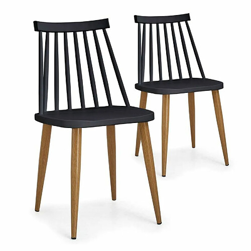 Paris Prix Lot de 2 Chaises Scandinaves Estelle 77cm Noir