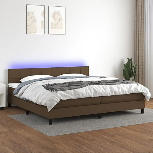 vidaXL Sommier à lattes de lit matelas et LED Marron foncé 200x200 cm