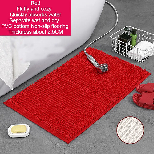 LUUCOZK Tapis de bain antidérapants, absorbants, à séchage rapide, décoration de salle de bain, AA8774 rouge-40X60CM