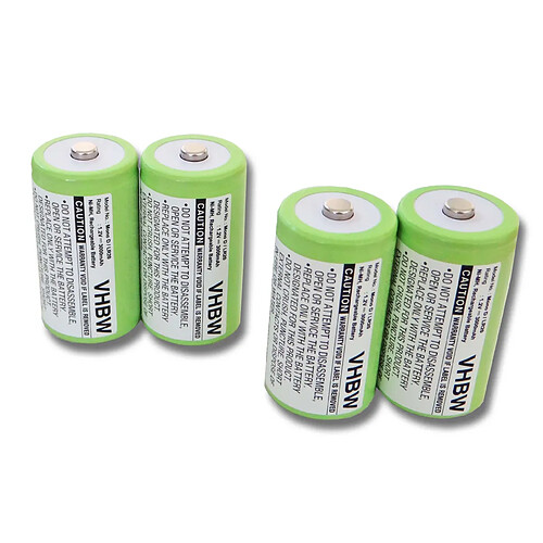 vhbw 4x Batteries de remplacement NiMH 3000mAh pour PerfectPro, Radio de chantier, Radio transportable Remplace: Mono D, HR20, KR20, LR20, R20.