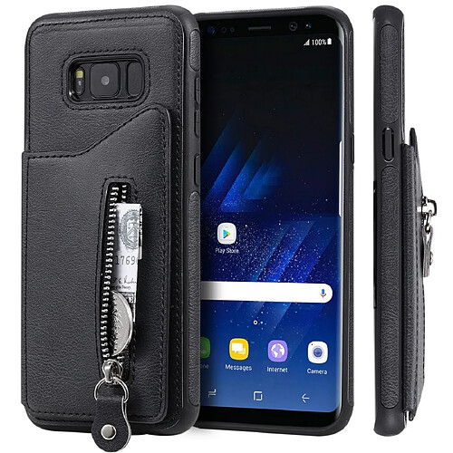 Wewoo Housse Coque Pour Galaxy S8 Plus Etui de protection antichoc couleur solide à double boucle et fermeture à glissière Noir