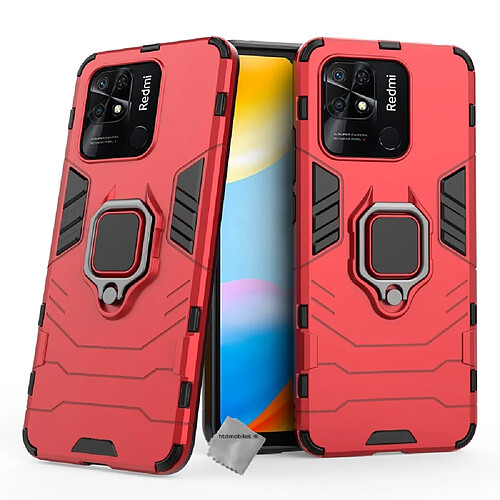 Htdmobiles Coque rigide anti choc pour Xiaomi Redmi 10C + verre trempe - ROUGE