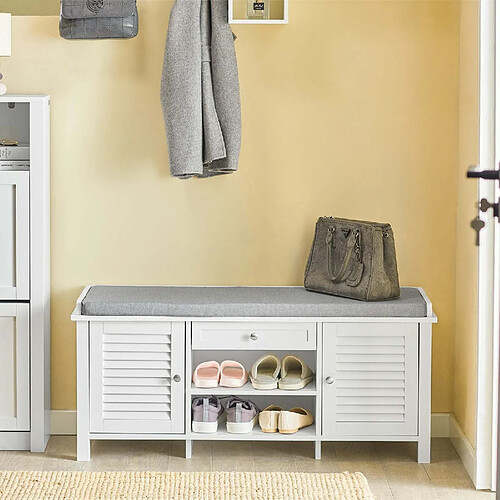 SoBuy FSR83-W Banc de Rangement avec Coussin Rembourré Meuble Bas Entrée Commode à Chaussure Banquette Confortable