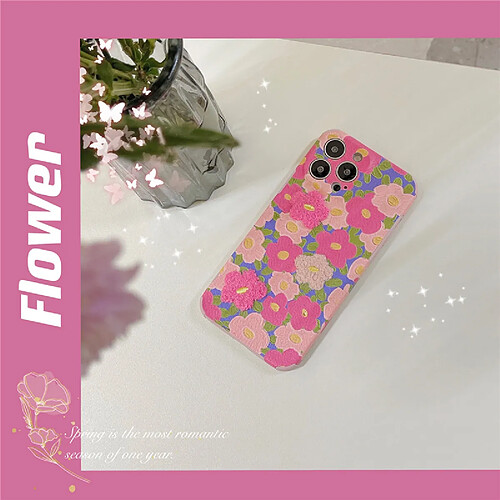 GUPBOO Étui pour iPhone12Pro Coque de téléphone à fleurs brodées en silicone de style coréen