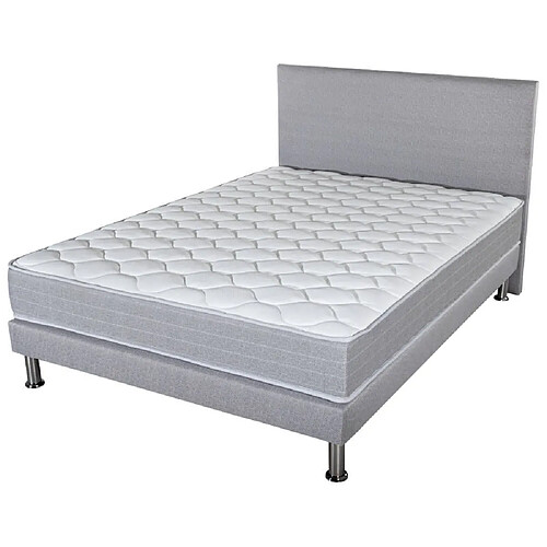 Ebac Matelas Madere + sommier + tête de lit 140x190 SR9 - Gris clair - Soutien ferme