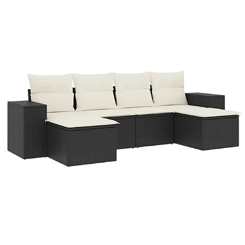 Maison Chic Salon de jardin 6 pcs avec coussins | Ensemble de Table et chaises | Mobilier d'Extérieur noir résine tressée -GKD54027