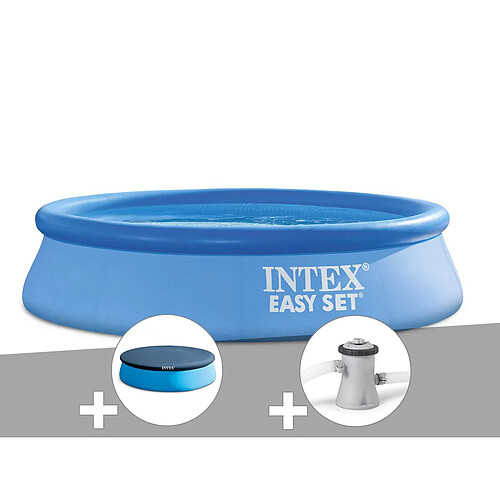 Kit piscine autoportée Intex Easy Set 2,44 x 0,61 m + Bâche de protection + Épurateur à cartouche