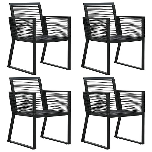 vidaXL Chaises de jardin 4 pcs Corde en rotin Noir