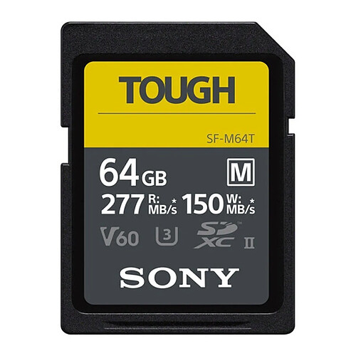 SONY Carte SD TOUGH 64 Go 277 Mo/s en lecture et 150 Mo/s en écriture - SFM-64T