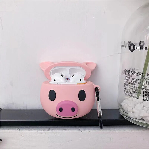 GUPBOO Airpods Coque Housse Étui Protecteur Compatible pour AirPods Pro-Jolie tête de cochon rose en silicone