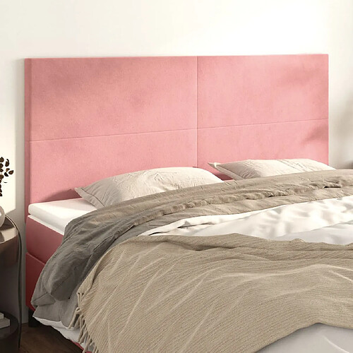 vidaXL Têtes de lit 4 pcs Rose 90x5x78/88 cm Velours