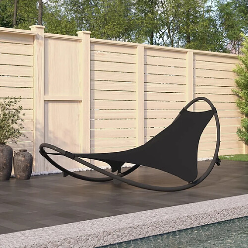 Maison Chic Chaise longue à bascule | Bain de soleil Relax | Transat avec roues Acier et textilène Noir -GKD42760