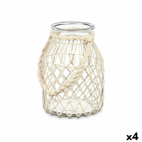 Gift Decor Bougeoir Boîte Blanc Transparent verre Corde 20 x 30 cm (4 Unités)