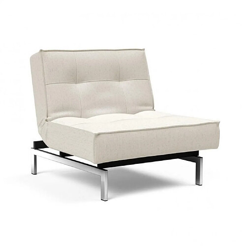 Inside 75 INNOVATION LIVING Fauteuil design SPLITBACK CHROME convertible lit 90*115 cm tissu Bouclé Off White