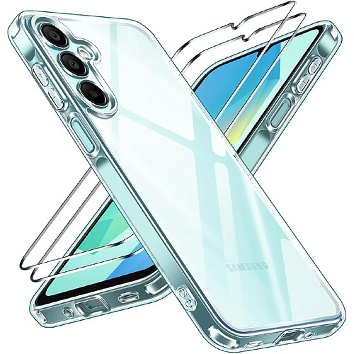 Coque Pour Samsung Galaxy A16 Silicone Transparente Angles Renforces + 2 Verres Trempes Little Boutik©