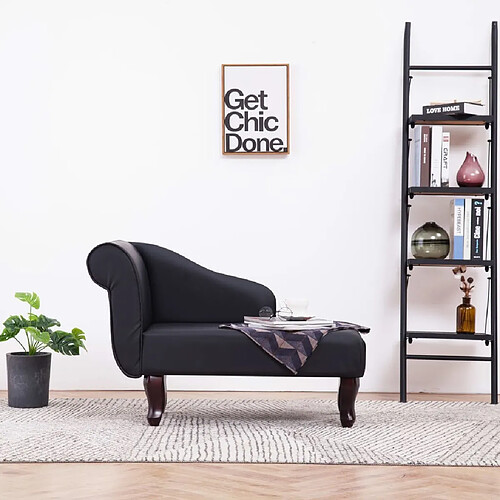 vidaXL Chaise longue Noir Similicuir