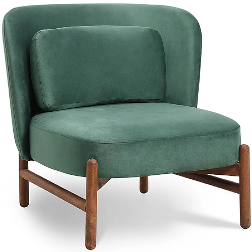 ICONIK INTERIOR Fauteuil rembourré en velours et bois - Brina Vert foncé