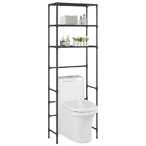 vidaXL Support de rangement de toilette à 3 niveaux Noir 53x28x169 cm