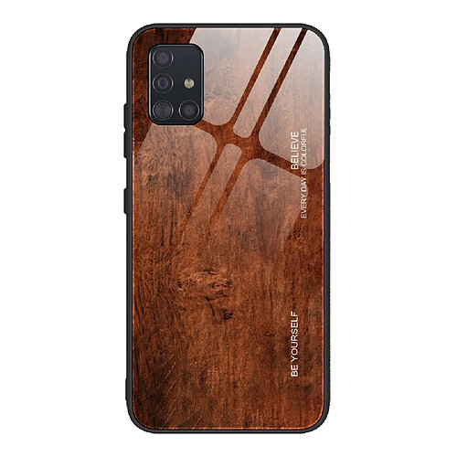 Coque en TPU peau en bois café pour votre Samsung Galaxy A51