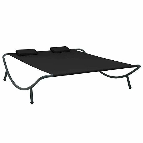 Maison Chic Chaise longue d'extérieur| Bain de soleil Relax | Transat tissu noir -GKD42610