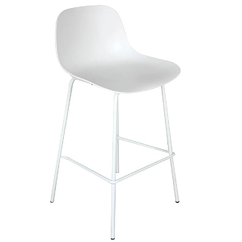 Alterego Tabouret snack mi-hauteur 'GRANO MINI' blanc intérieur / extérieur