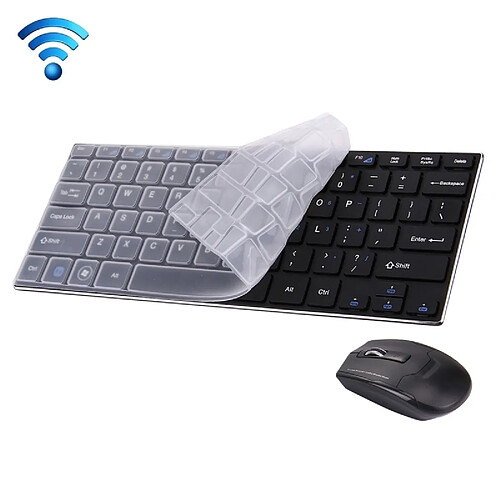 Wewoo Clavier sans fil QWERTY noir pour Ordinateur PC Portable HK3910 2.4GHz Sans 78 Touches Métal Ultrathin avec Couverture de + Sans Souris Optique avec Récepteur USB Embarqué