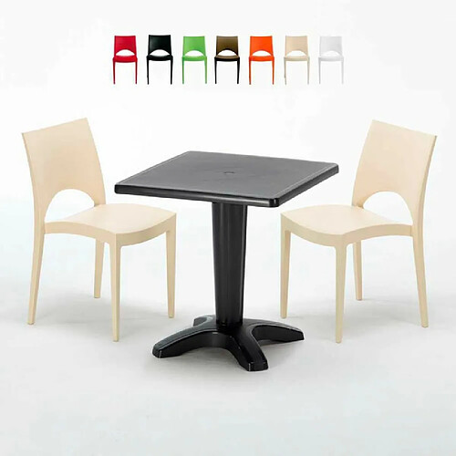 Grand Soleil Table et 2 chaises colorées polypropylen