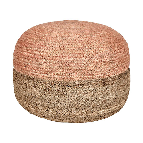 Beliani Pouf DUKI Rose pêche Jute 50 cm 50 cm