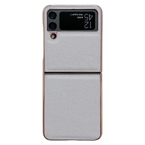 Coque en TPU + cuir véritable électroplaqué pour votre Samsung Galaxy Z Flip4 5G Nano - gris