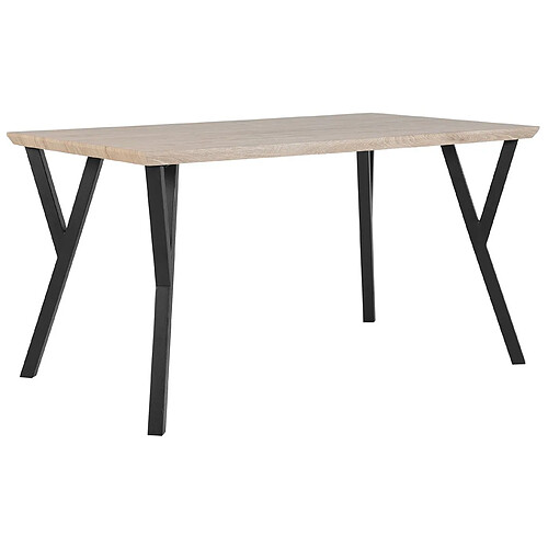 Beliani Table 140 x 80 cm bois clair et noir BRAVO