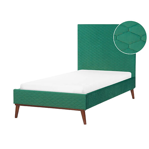 Beliani Lit simple en velours vert 90 x 200 cm BAYONNE