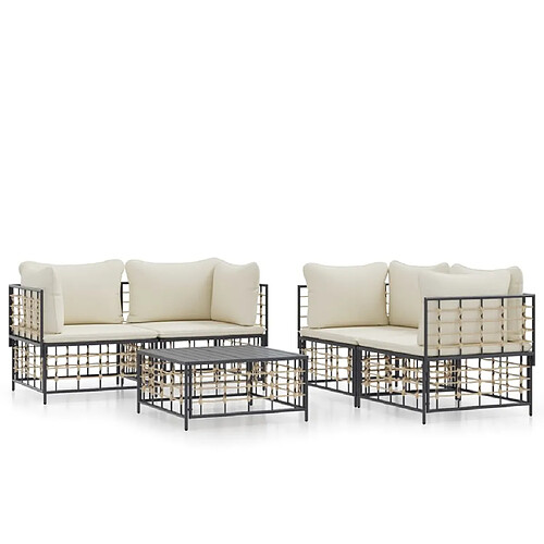 Maison Chic Salon de jardin 5 pcs + coussins - Mobilier/Meubles de jardin - Table et chaises d'extérieur anthracite résine tressée -MN33878