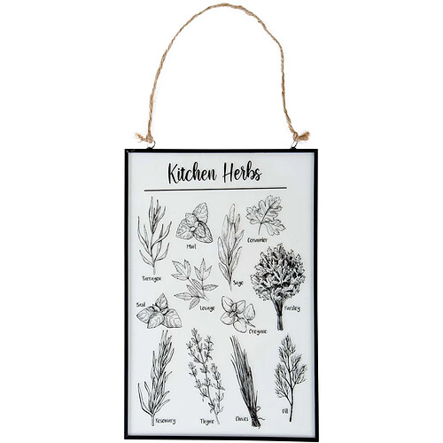 Nature Prints Tableau en verre herbes aromatiques.