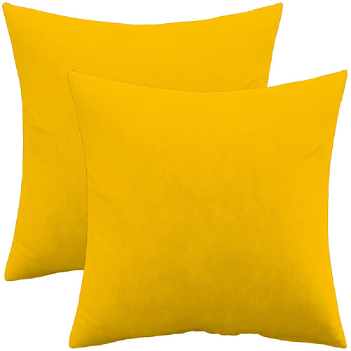 ICONIK INTERIOR Lot de 2 coussins en velours - housse et garnissage - Mesmal Jaune pâle